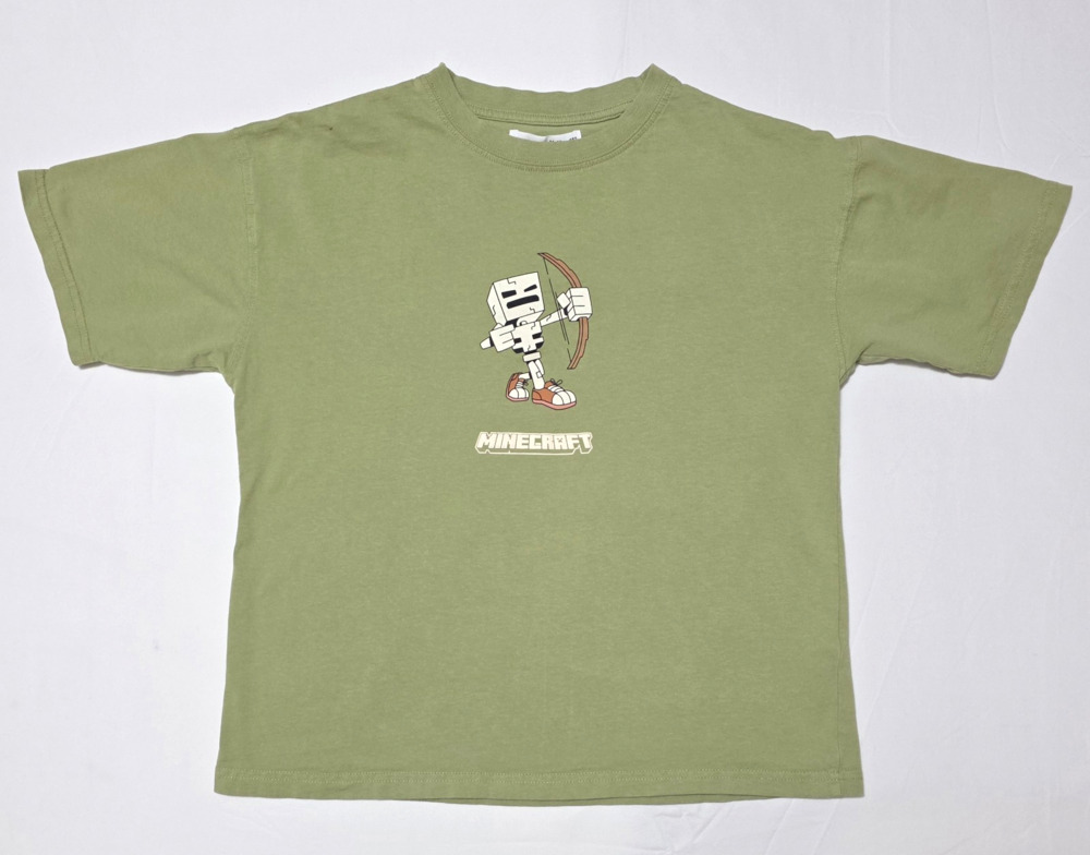 Zara Kids Minecraft Skeleton Survival Mode Green T-Shirt Size 11-12